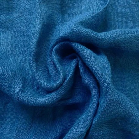 Coupon 3m Tissu Lin Lavé Palm Coloris Bleu Roi