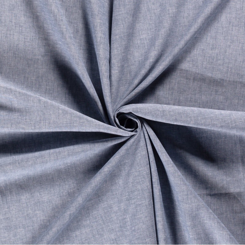 Coupon 3m Tissu Chambray Chiné Indigo