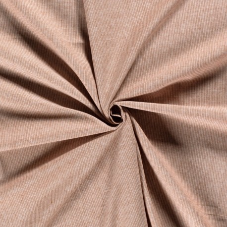 Coupon 3m Tissu Chambray Fine Rayures Brique 
