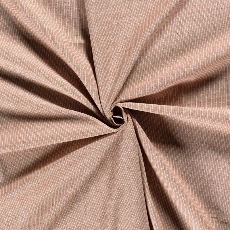 Coupon 3m Tissu Chambray Fine Rayures Brique 