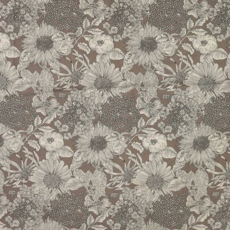 Coupon 3m Tissu Tencel Lin Imprimé Kaki
