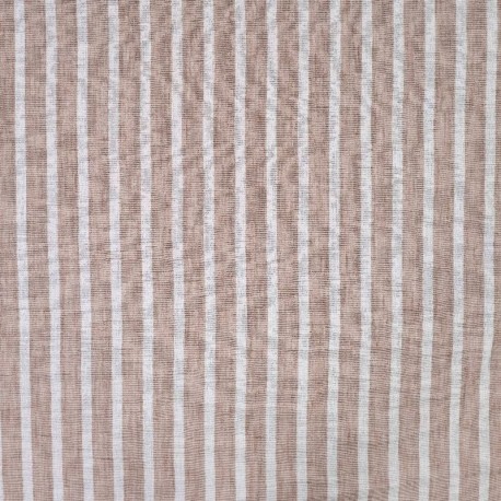 Coupon 3m Tissu Effet Lin Rayure Taupe