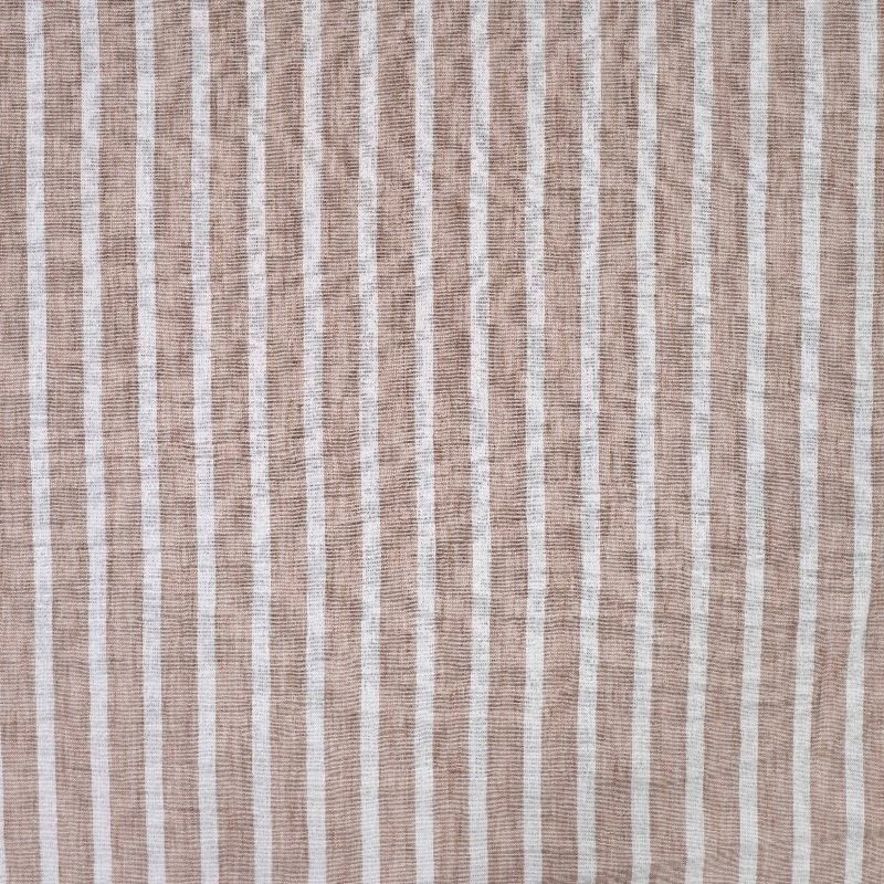 Coupon 3m Tissu Effet Lin Rayure Taupe