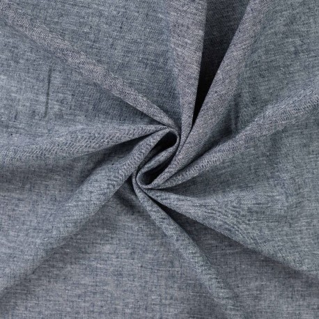 Coupon 3m Tissu Lin Melangé Pepino Uni Bleu Marine