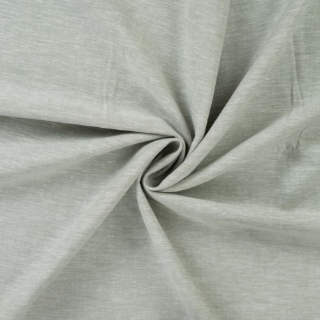 Coupon 3m Tissu Lin Melangé Pepino Uni Vert de Gris