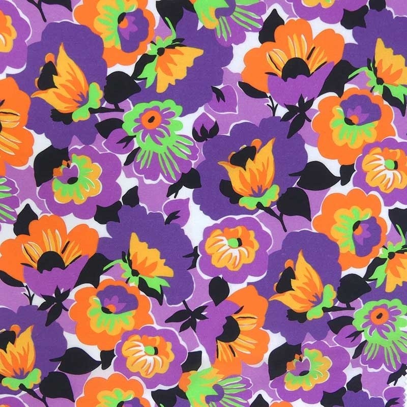 Coupon 3m Tissu Lyocell Imprimé Violet 