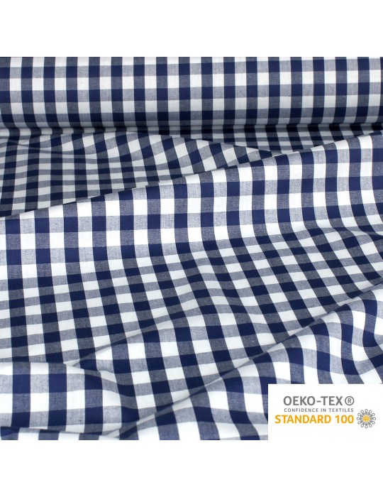 Tissu habillement 100 % coton à carreaux oeko-tex bleu