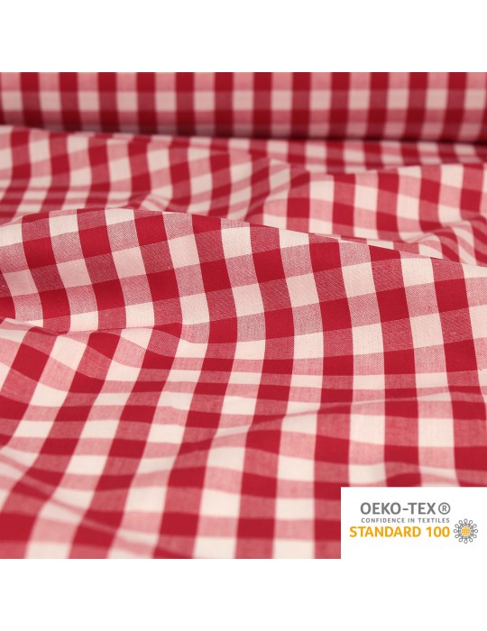 Tissu habillement 100 % coton à carreaux oeko-tex rouge
