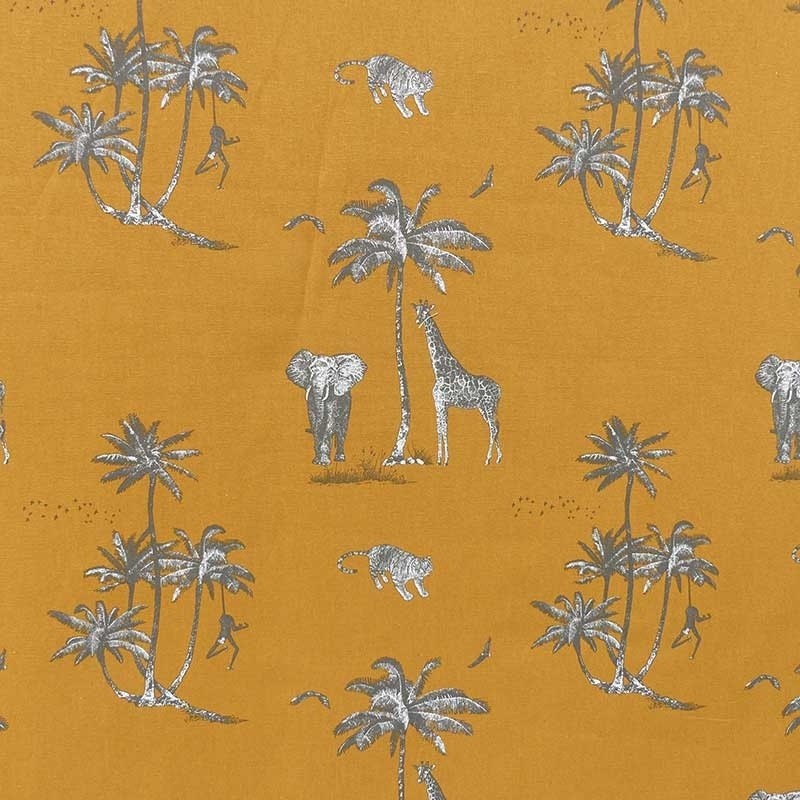 Coupon 3m Tissu Bachette Imprimée Masai Mara Jaune