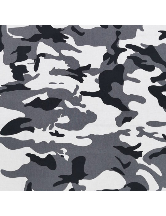 Tissu coton imprimé camouflage gris