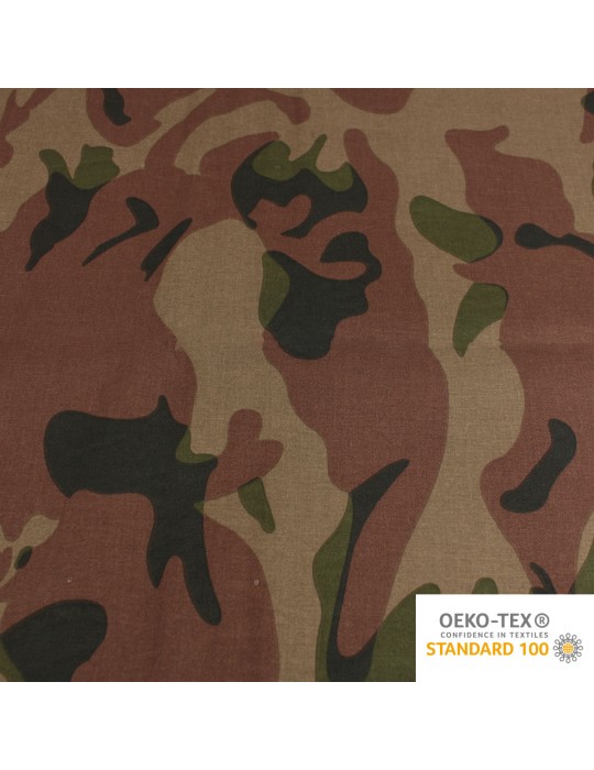 Coupon coton imprimé camouflage 300 x 150 cm marron