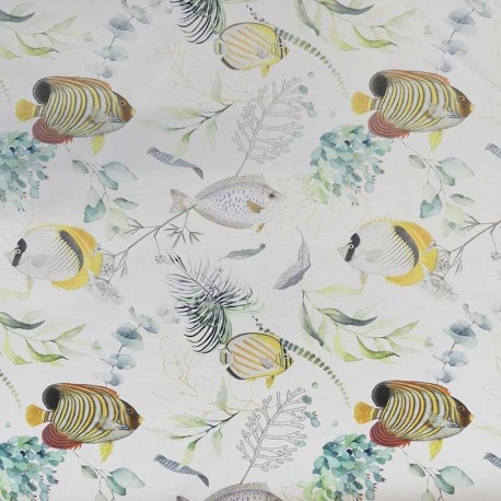 Coupon 3m Tissu Bachette Oceanic Bachette Blanc 