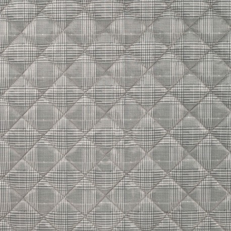 Coupon 3m Tissu Matelassé Imprimé Prince de Galles Gris