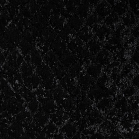 Coupon 3m Tissu Velours Matelassé Uni Noir 