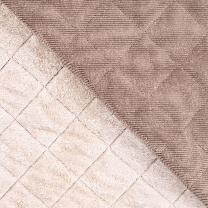 Coupon 3m Tissu Velours Cotelé Matelassé Losange Fausse Fourrure Pierre