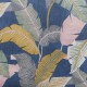 Coupon 3m Tissu Bachette Imprimée Arabesque Bleu 