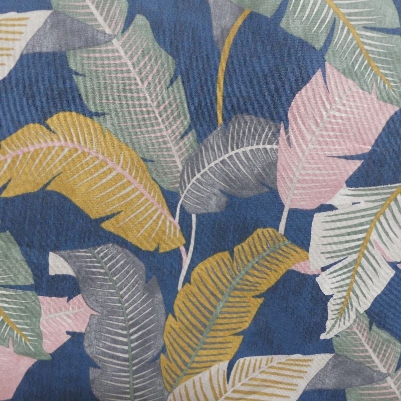 Coupon 3m Tissu Bachette Imprimée Arabesque Bleu 