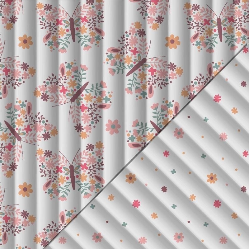 Coupon 3m Tissu Matelassé Fleurinette Papilo Rose