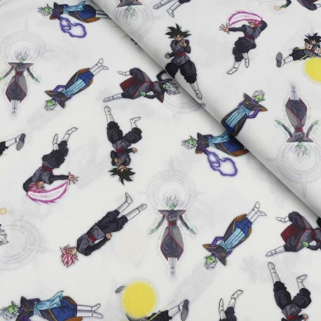 Coupon 3m Tissu Licence Dragon Ball Resurection Blanc 