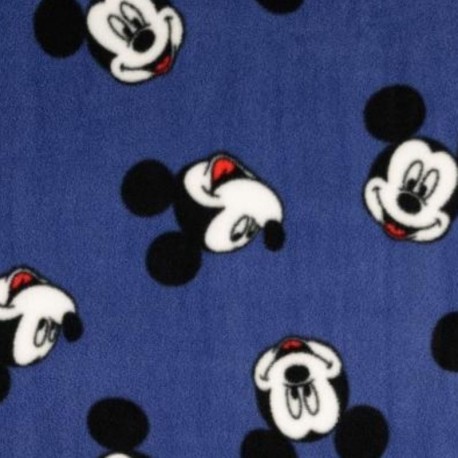 Coupon 3m Tissu Polaire Imprimé Mickey Bleu 