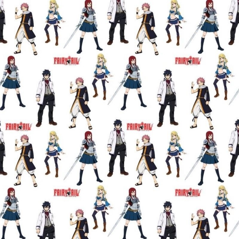 Coupon 3m Tissu Licence Fairy Tail Blanc 