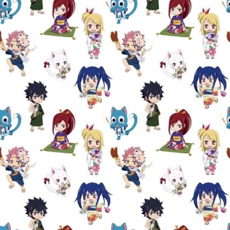 Coupon 3m Tissu Licence Fairy Tail Blanc