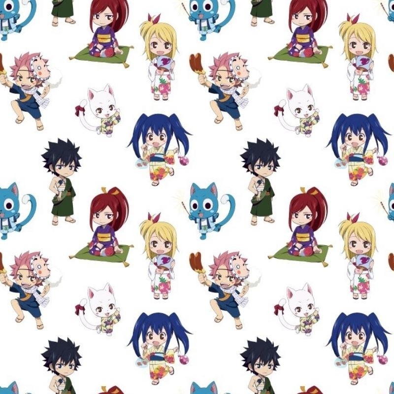 Coupon 3m Tissu Licence Fairy Tail Blanc
