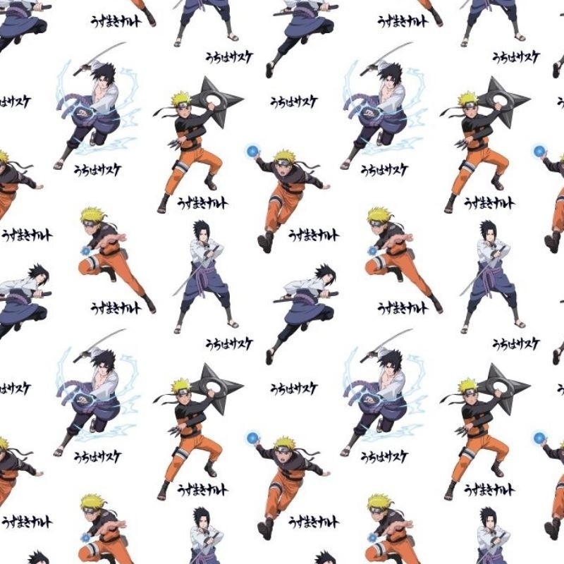 Coupon 3m Tissu Licence Naruto Blanc 