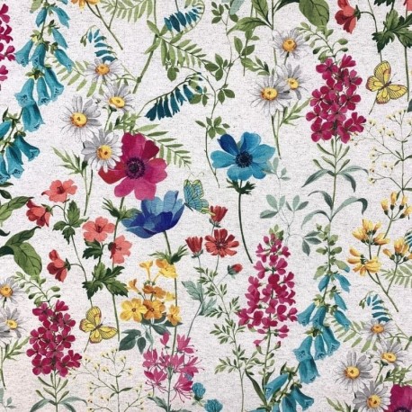 Coupon 3m Tissu Bachette Imprimée Herbier Lico Multico