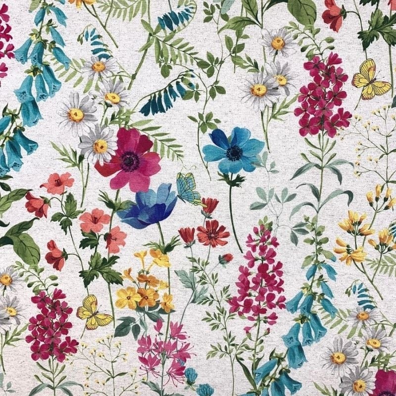 Coupon 3m Tissu Bachette Imprimée Herbier Lico Multico