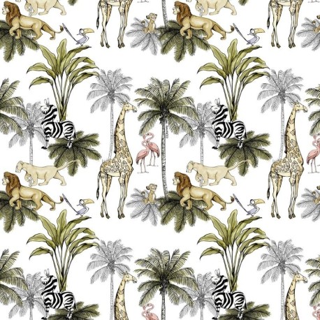 Coupon 3m Tissu Licence Le Roi Lion Blanc