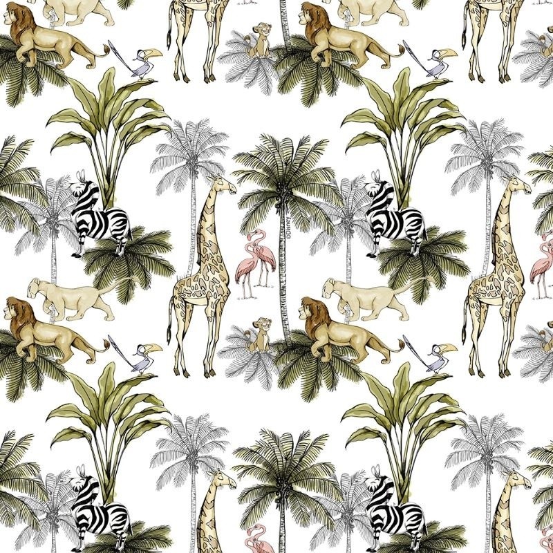 Coupon 3m Tissu Licence Le Roi Lion Blanc