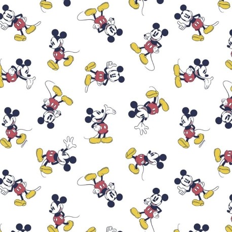 Coupon 3m Tissu Licence Mickey Mouse Blanc 