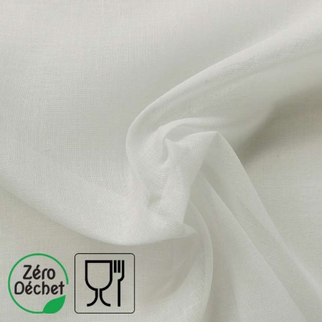 Coupon 3m Tissu Celeste Mousseline Blanc 