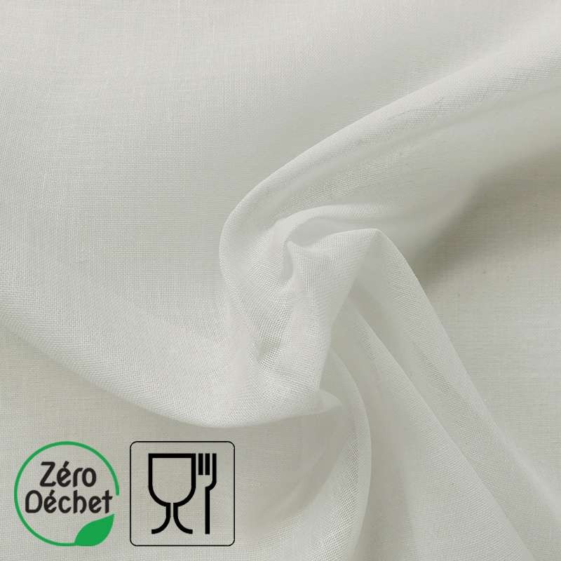 Coupon 3m Tissu Celeste Mousseline Blanc 