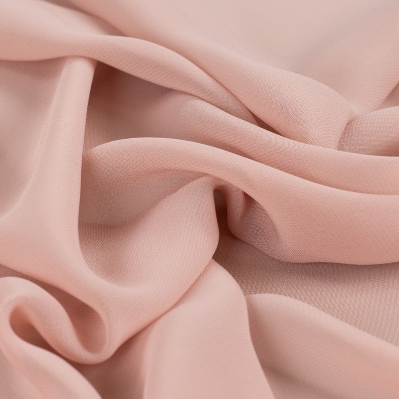 Coupon 3m Tissu Voile Mousseline Uni Nude 