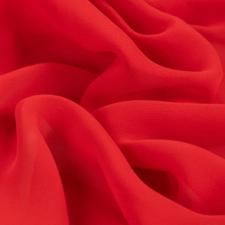 Coupon 3m Tissu Voile Mousseline Uni Rouge 