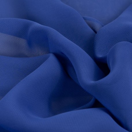 Coupon 3m Tissu Voile Mousseline Uni Bleu