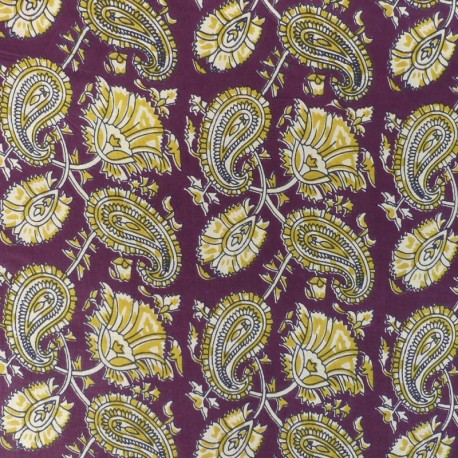 Coupon 3m Tissu Impression Tampons Mains Floral Fond Violet