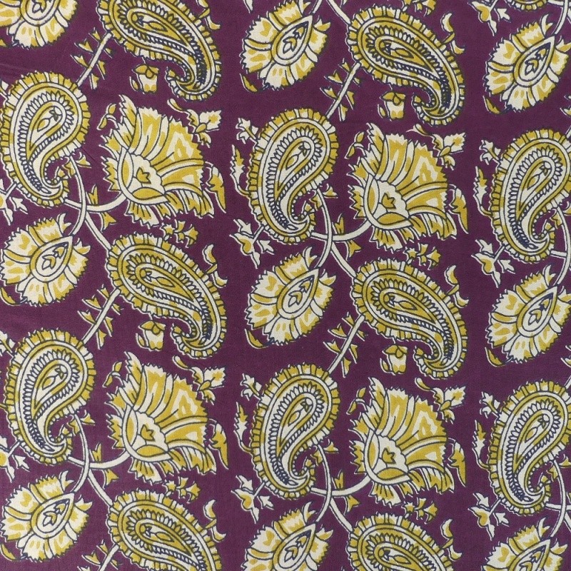 Coupon 3m Tissu Impression Tampons Mains Floral Fond Violet