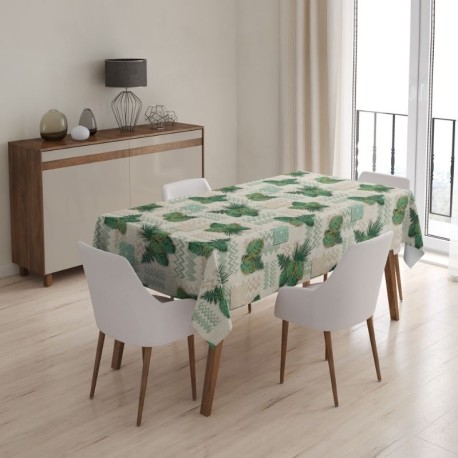 Coupon 3m Tissu Toile Cirée Matrix Monstera Vert 