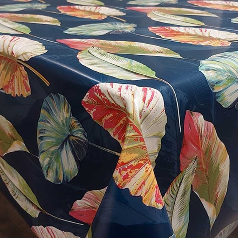 Coupon 3m Tissu Toile Cirée Studio Gom Palibe Bleu 