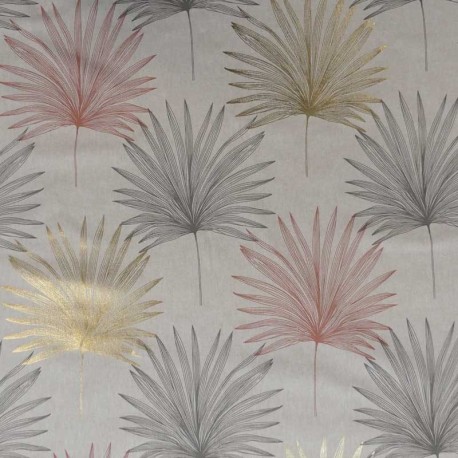 Coupon 3m Tissu Palmiers de Luxe Fond Coloris Lin 