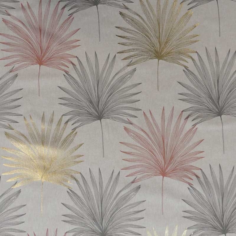 Coupon 3m Tissu Palmiers de Luxe Fond Coloris Lin 