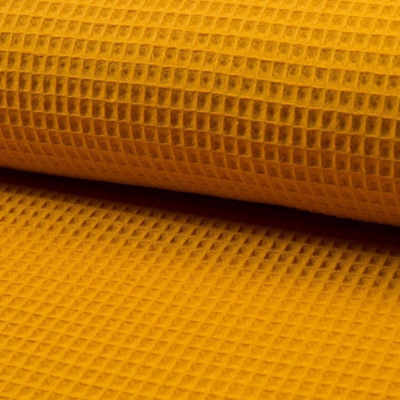 Coupon 3m Tissu Nid D'abeille Uni Ocre 