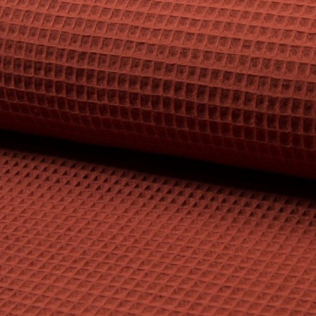 Coupon 3m Tissu Nid D'abeille Uni Terracotta