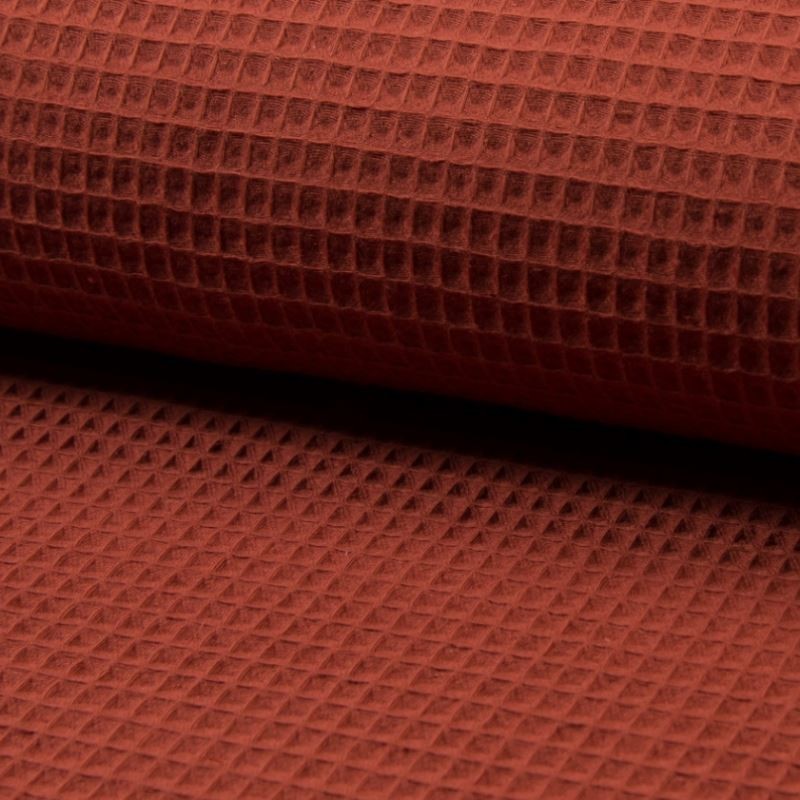 Coupon 3m Tissu Nid D'abeille Uni Terracotta