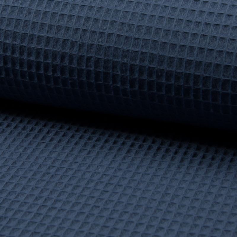 Coupon 3m Tissu Nid D'abeille Uni Jeans Foncé