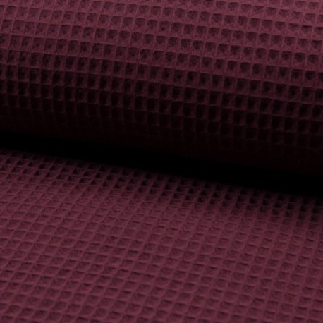 Coupon 3m Tissu Nid D'abeille Uni Bordeaux 