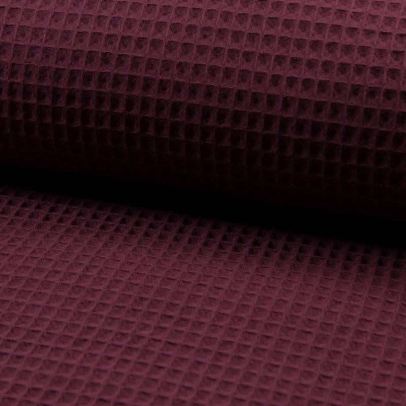 Coupon 3m Tissu Nid D'abeille Uni Bordeaux 